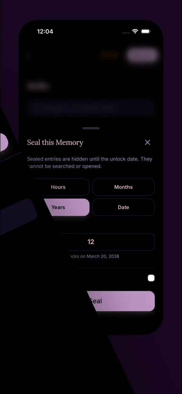 Keepstone sealed memory vault on iPhone