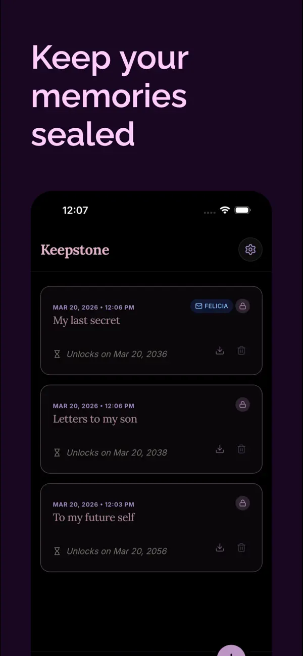 Keepstone settings and themes screenshot